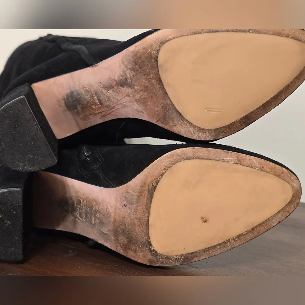 🤩Host Pick❤️AD & Daughters Black Suede Heeled Boots Women's Size 9 - Picture 10 of 11